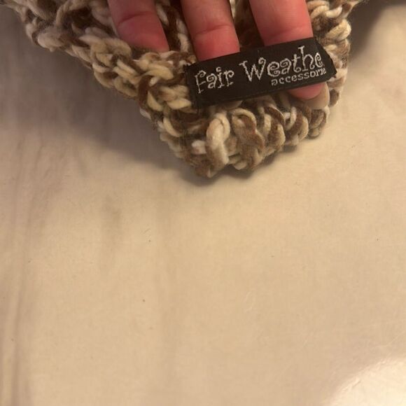 Hand Knitted Brown and Cream Hat - Picture 4 of 4